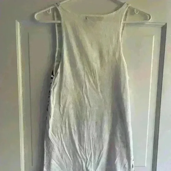 Tank Top with black and white faces, pops of neon - Picture 4 of 4